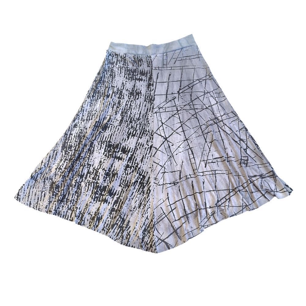 VTG Y2K Grey Black Abstract Print High Low Grunge Fairycore Midi Skirt‎ Large - Picture 8 of 10